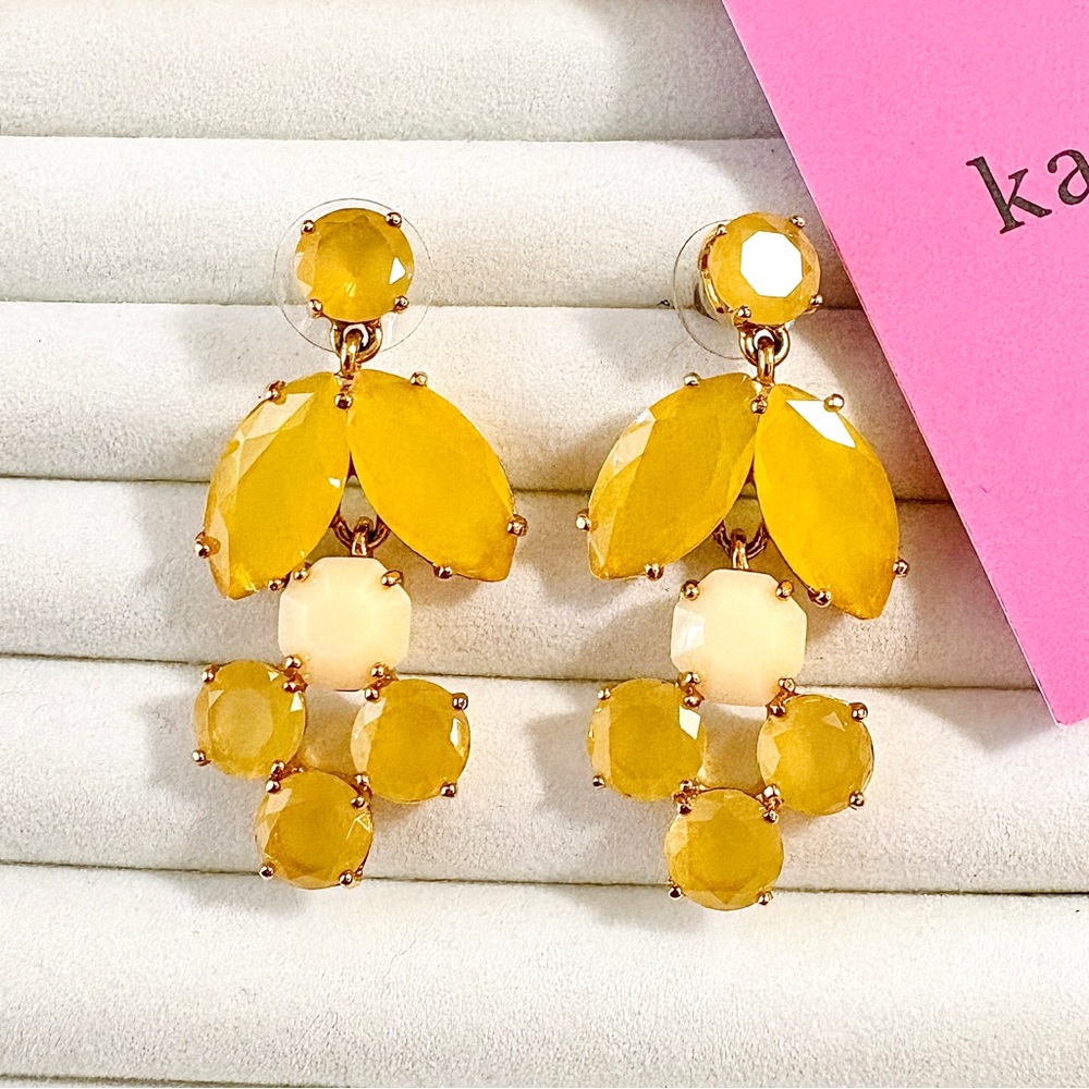 Kate Spade NY Yellow and Cream Drop Chandelier Daggle Statement Earrings
